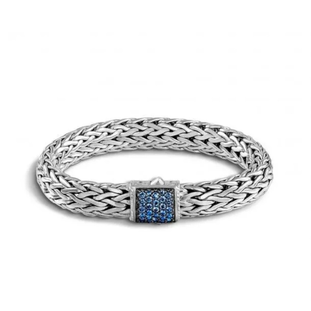 John Hardy Sterling Blue Sapphire Classic Chain Bracelet 11mm Medium 6.75”